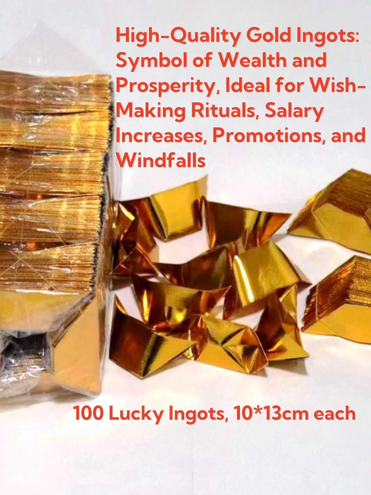 High-Quality Gold Ingots: Symbol of Wealth and Prosperity, Ideal for Wish-Making Rituals, Salary Increases, Promotions, and Windfalls