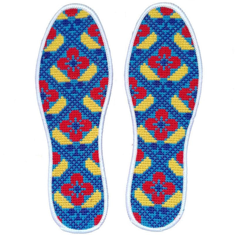 Buy Three, Get One Free！！Handcrafted Cotton Cross-Stitch Insoles - Breathable and Sweat-Absorbing for Summer, Symbolizing Good Fortune, Unisex